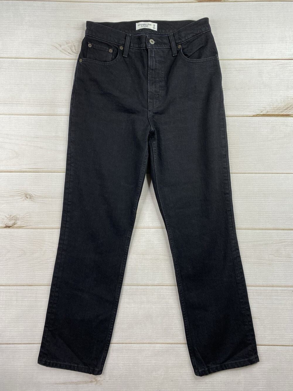 Abercrombie & Fitch Jeans Womens Sz 28 6 Black The 90s Straight Ultra High Rise